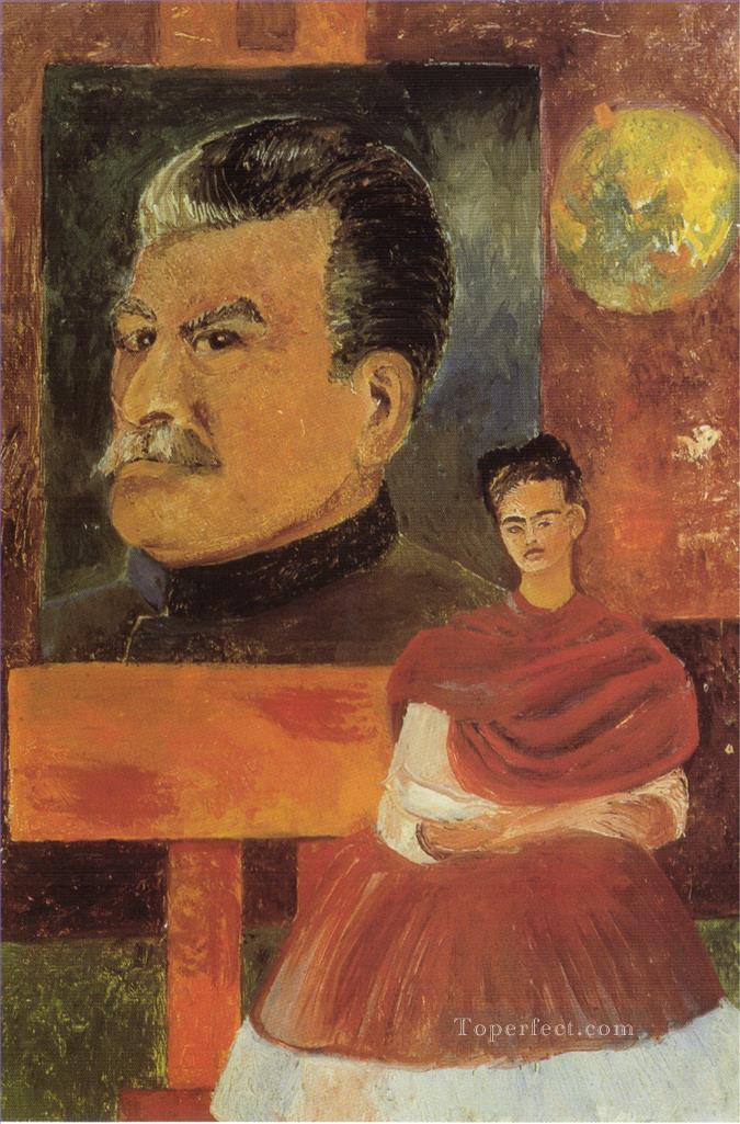 Self Portrait with Stalin feminism Frida Kahlo Oil Paintings